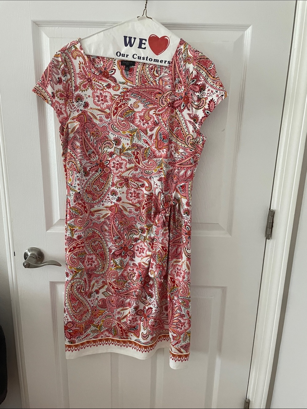 Talbots Pink Paisley Tie-Waist Midi Dress